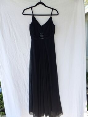 Renato Nucci 100% Silk Black Long Dress with Gathered Waist Size 40 ( 8 )